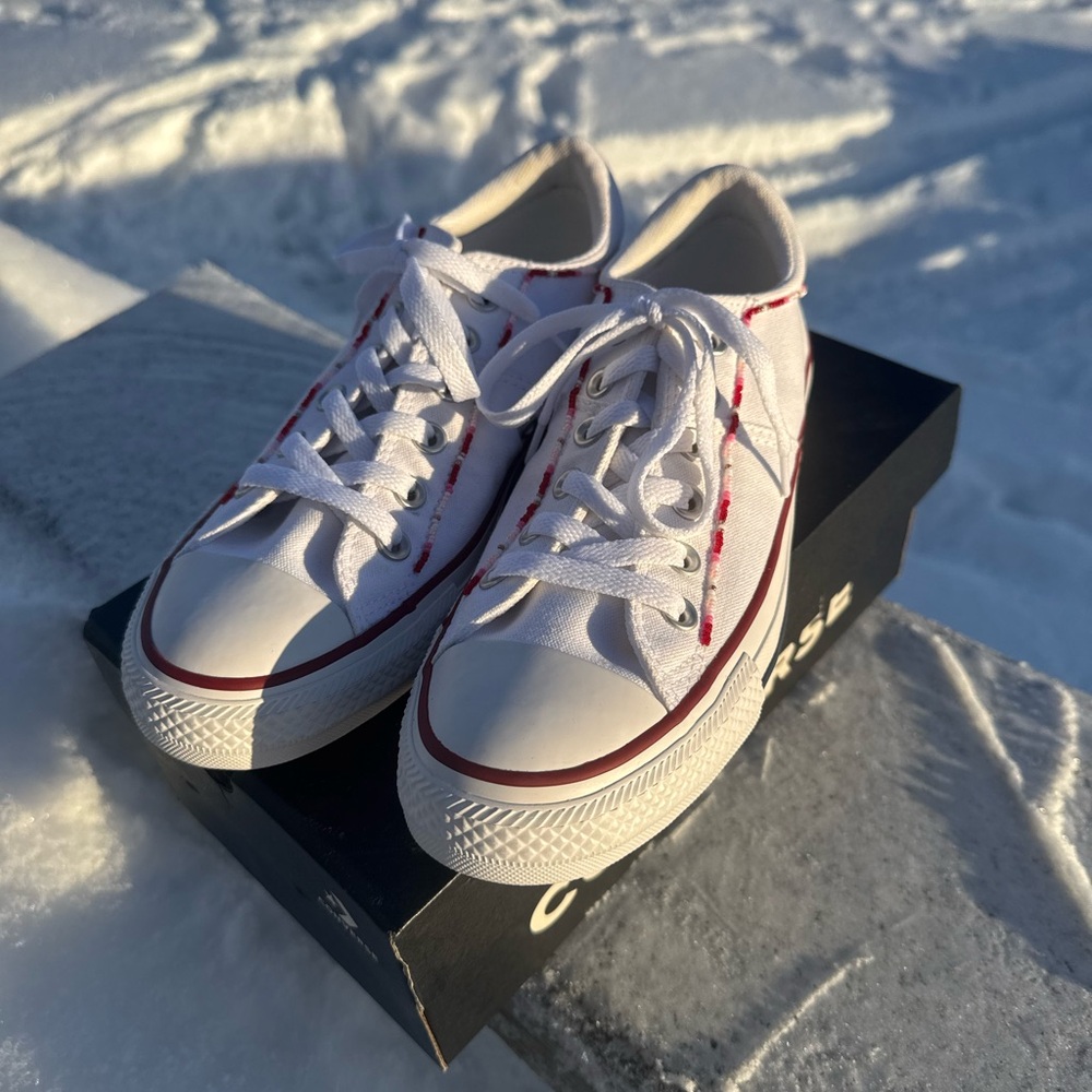 Converse White Sneakers with Beadwork